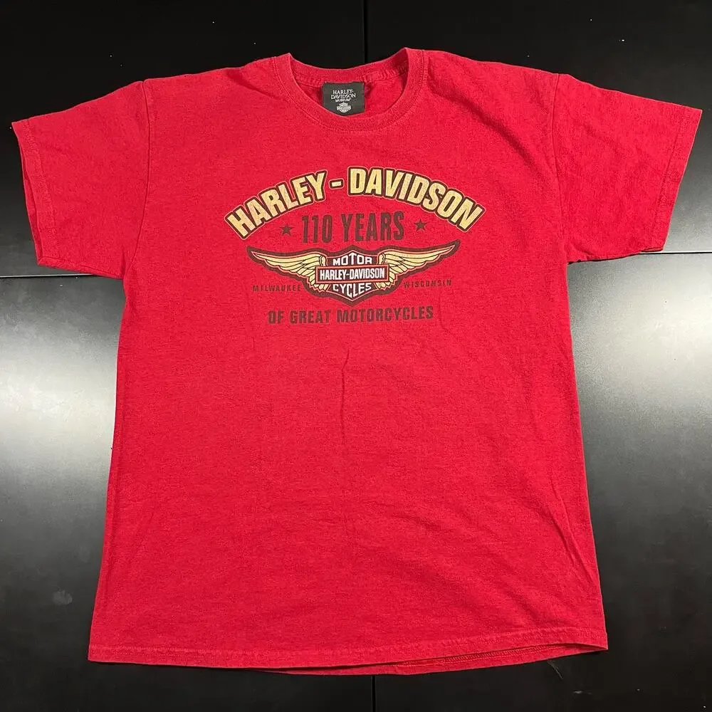 Harley Davidson Museum Milwaukee Wisconsin Red Tee T Shirt Men’s Sz‎ L Preowned